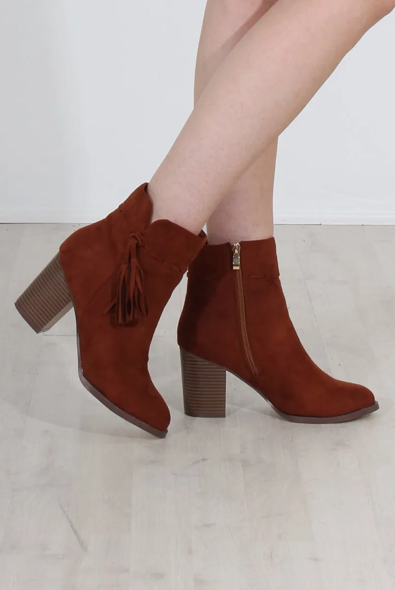 Valentino Tan Tassel Ankle Boots