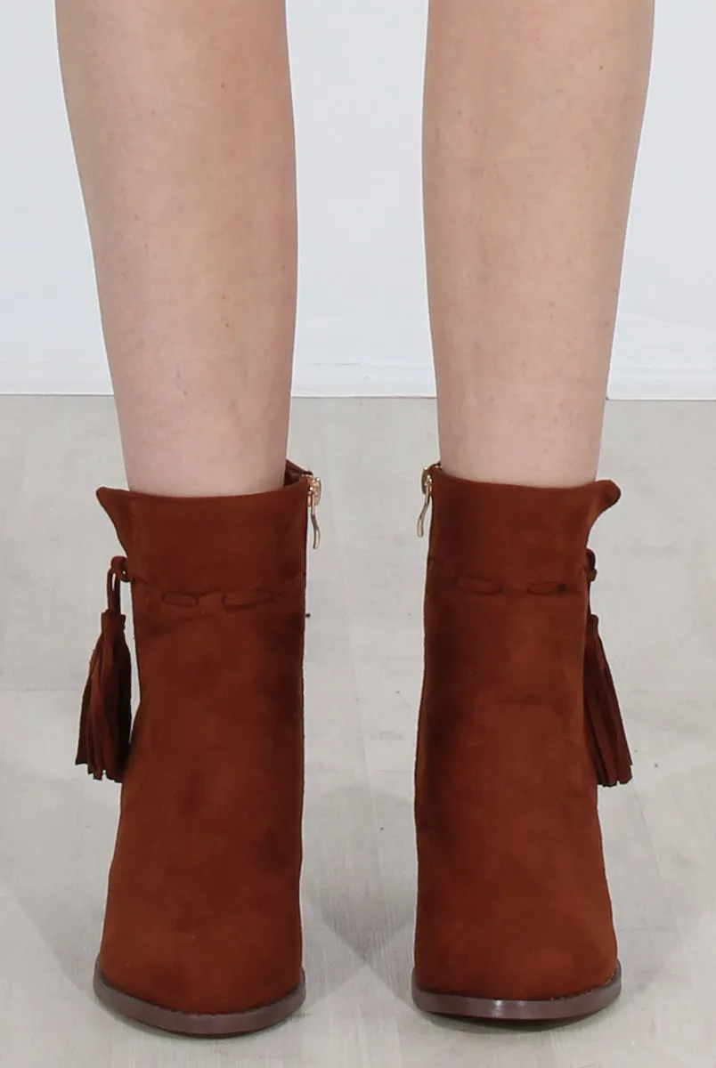 Valentino Tan Tassel Ankle Boots