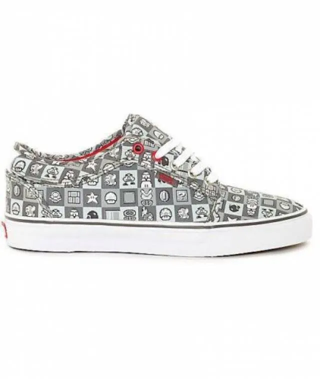 Vans x nintendo authentic chukka low checker super mario bros gray womens 6.5