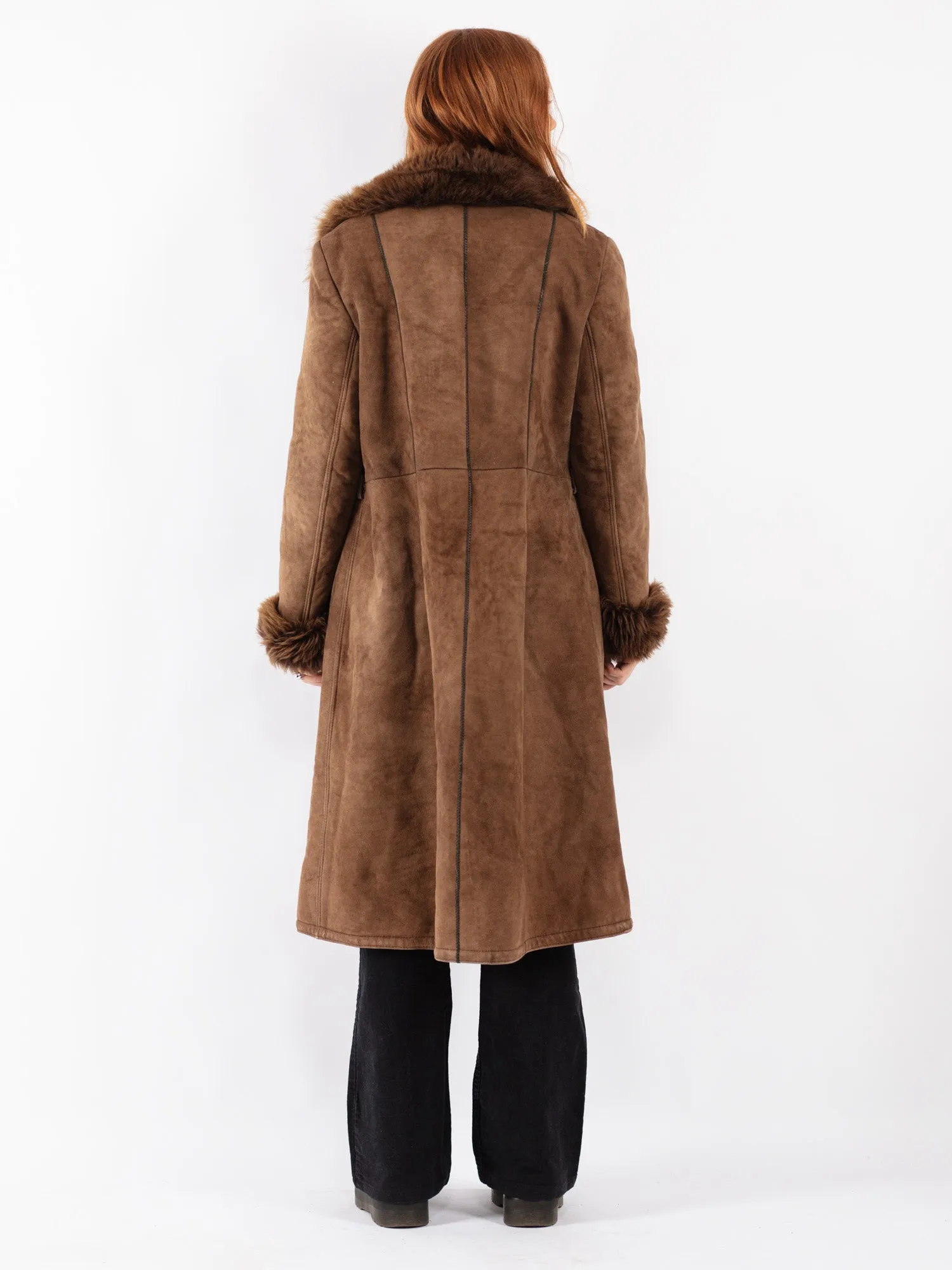 Vintage 70's Women Sheepskin Coat in Brown