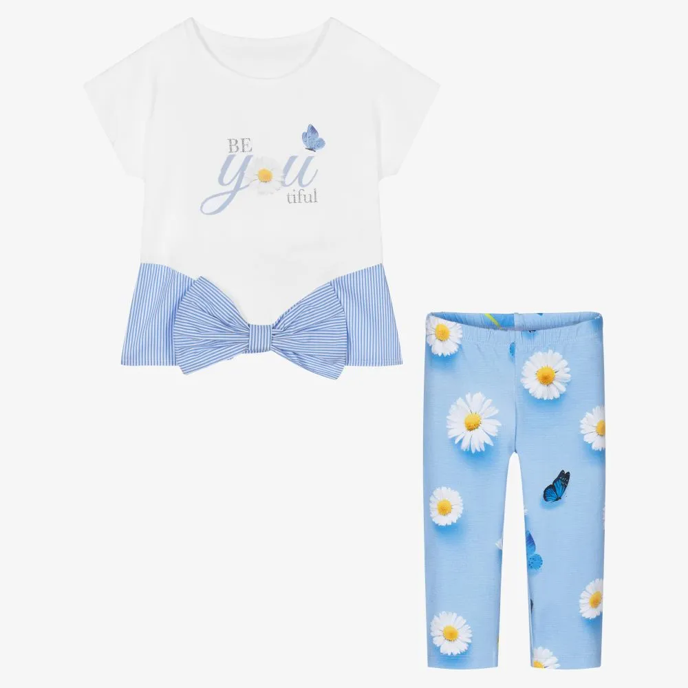 White & Blue Leggings Set