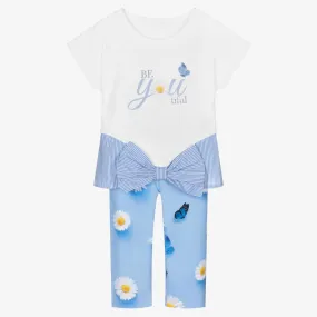 White & Blue Leggings Set