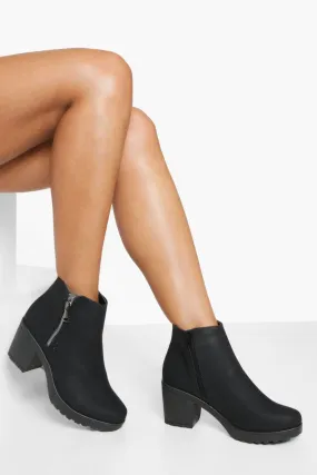 Wide Width Zip Detail Heeled Boots