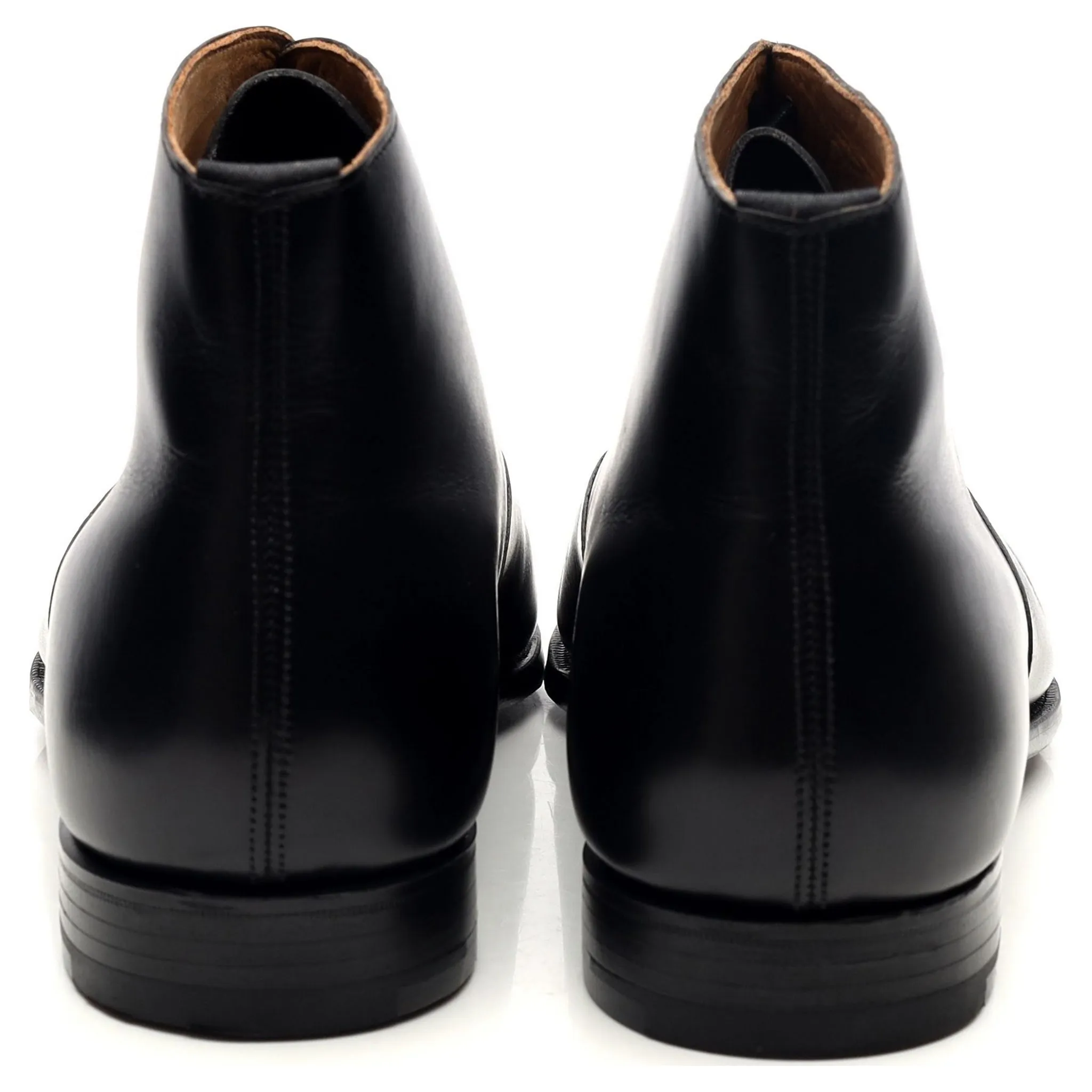 'William' Black Leather Cap Toe Boots UK 9 E