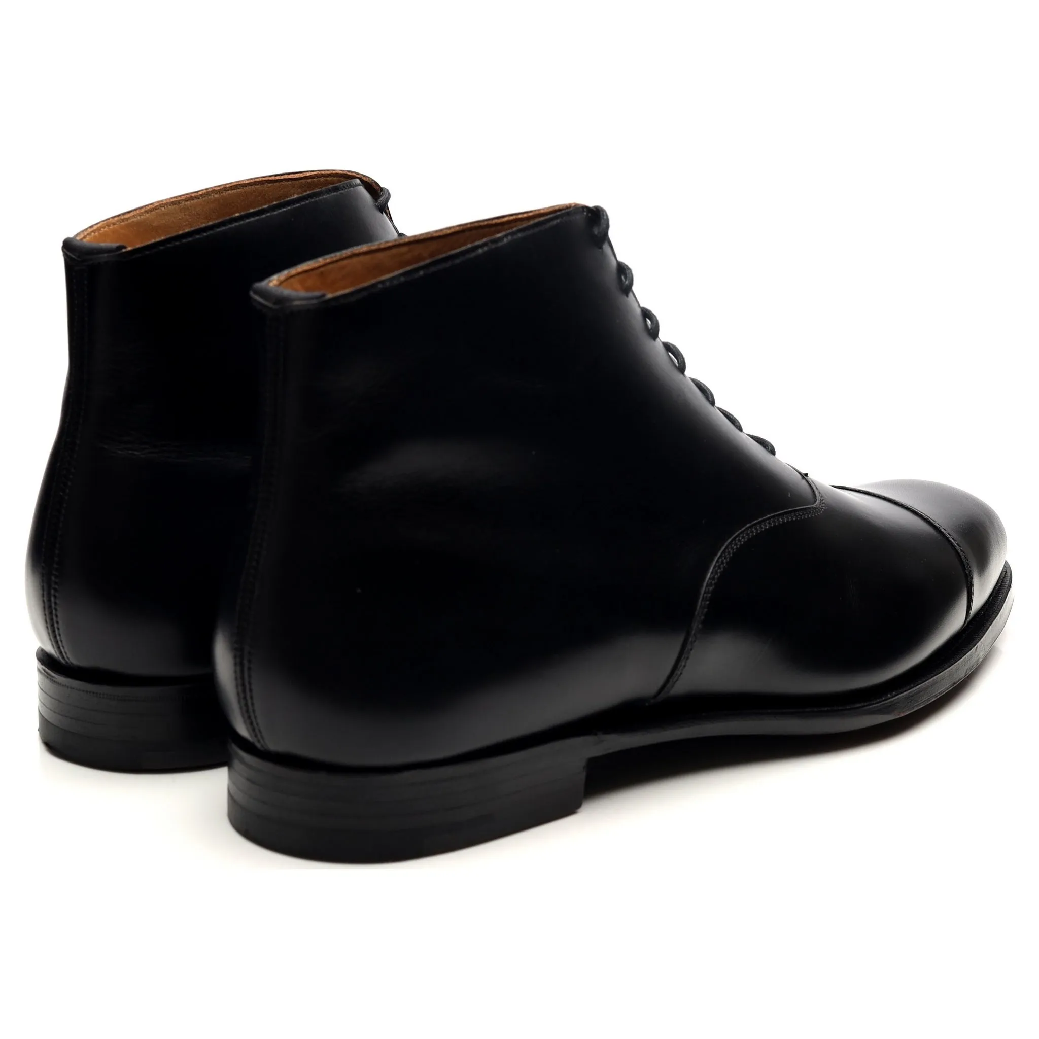 'William' Black Leather Cap Toe Boots UK 9 E