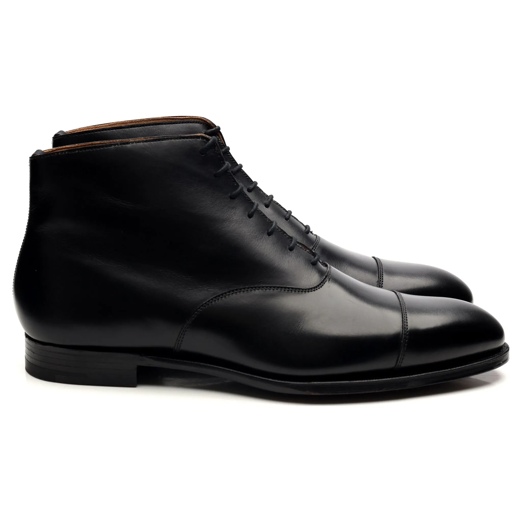 'William' Black Leather Cap Toe Boots UK 9 E