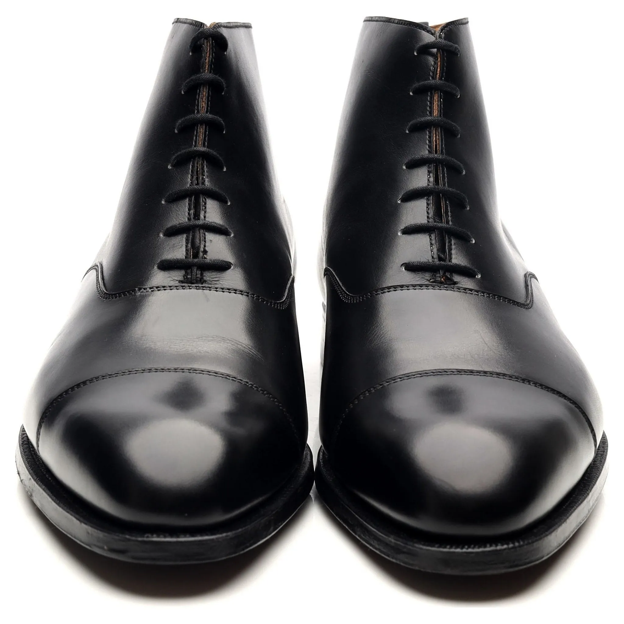 'William' Black Leather Cap Toe Boots UK 9 E