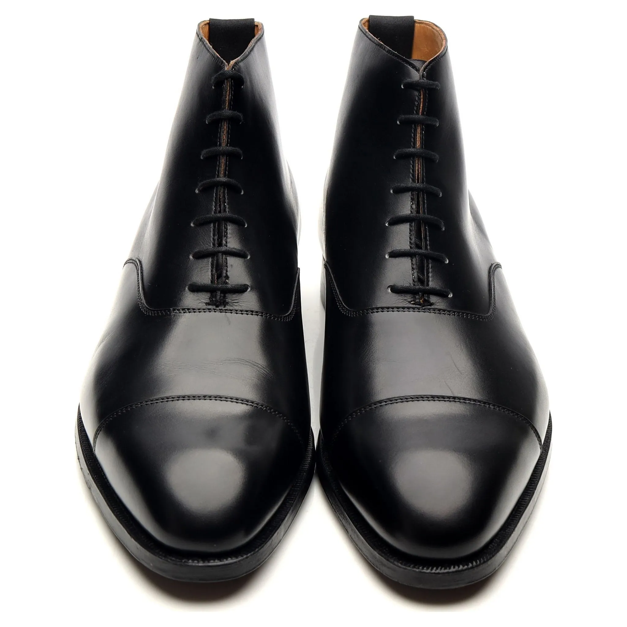 'William' Black Leather Cap Toe Boots UK 9 E