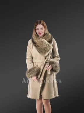 Women Fox Fur Coat in Grey