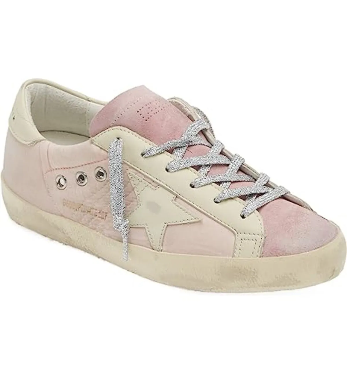 Women Super Star Lace Up Leather Suede Sneakers - Pink