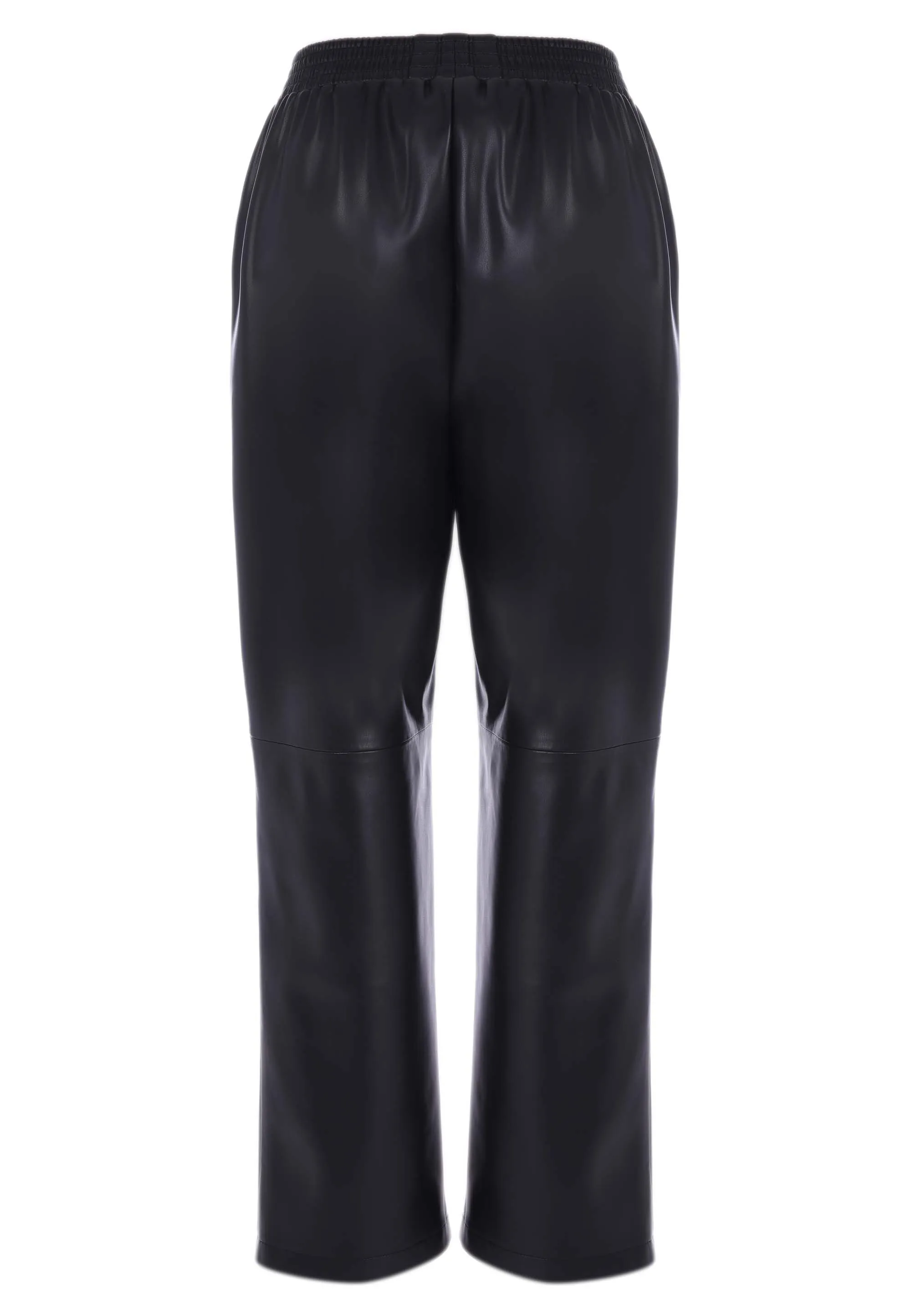 Womens Black PU Jogger Trousers