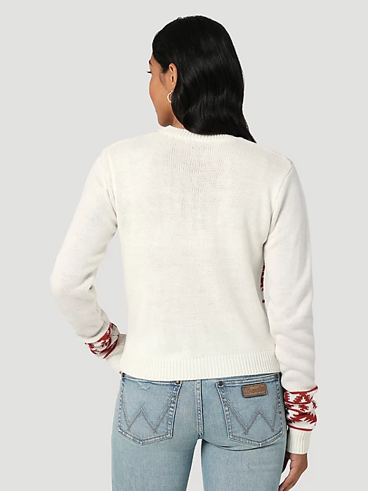 Women’s Wrangler Steer Head Shrunken Sweater In Antique White