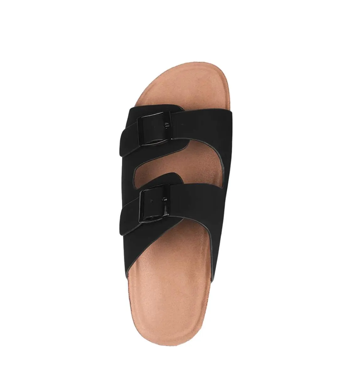 Womens/ladies willow nubuck buckle detail flat sandals black Where´s That From