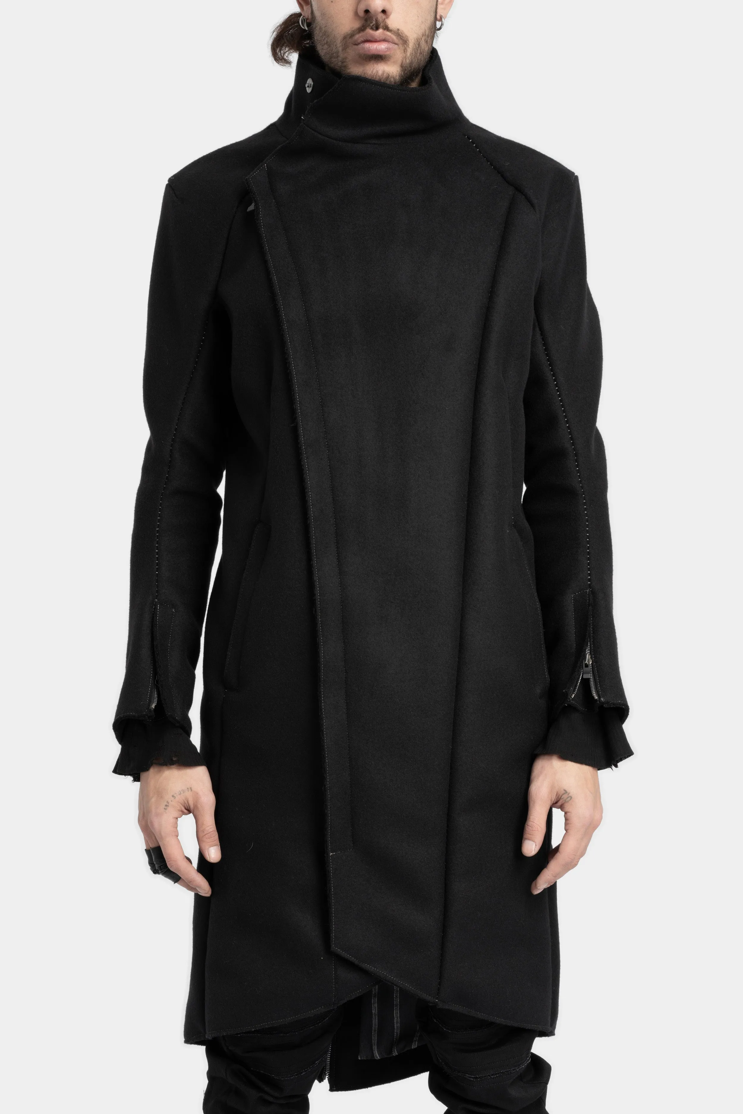 Wool / cashmere moto coat