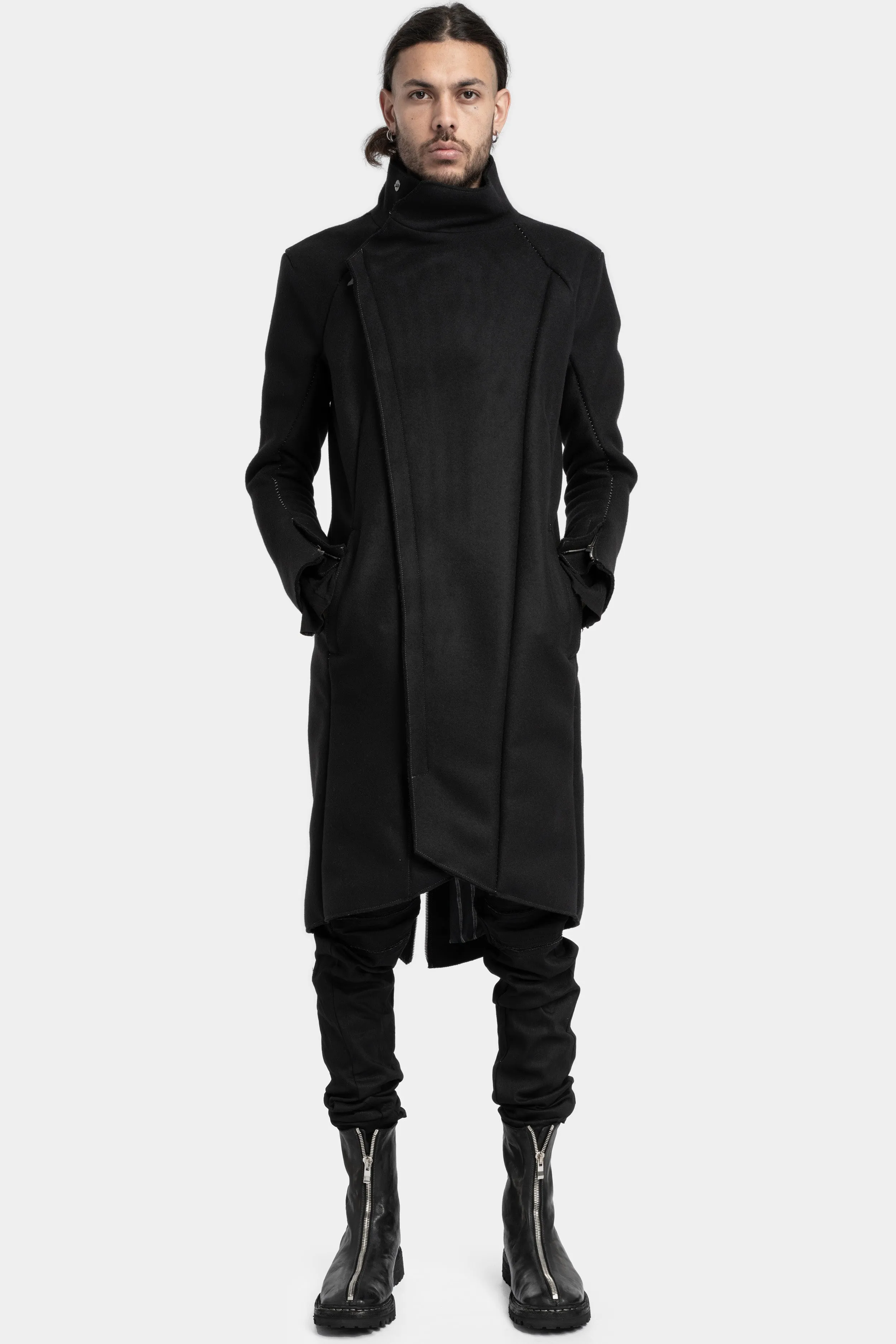 Wool / cashmere moto coat