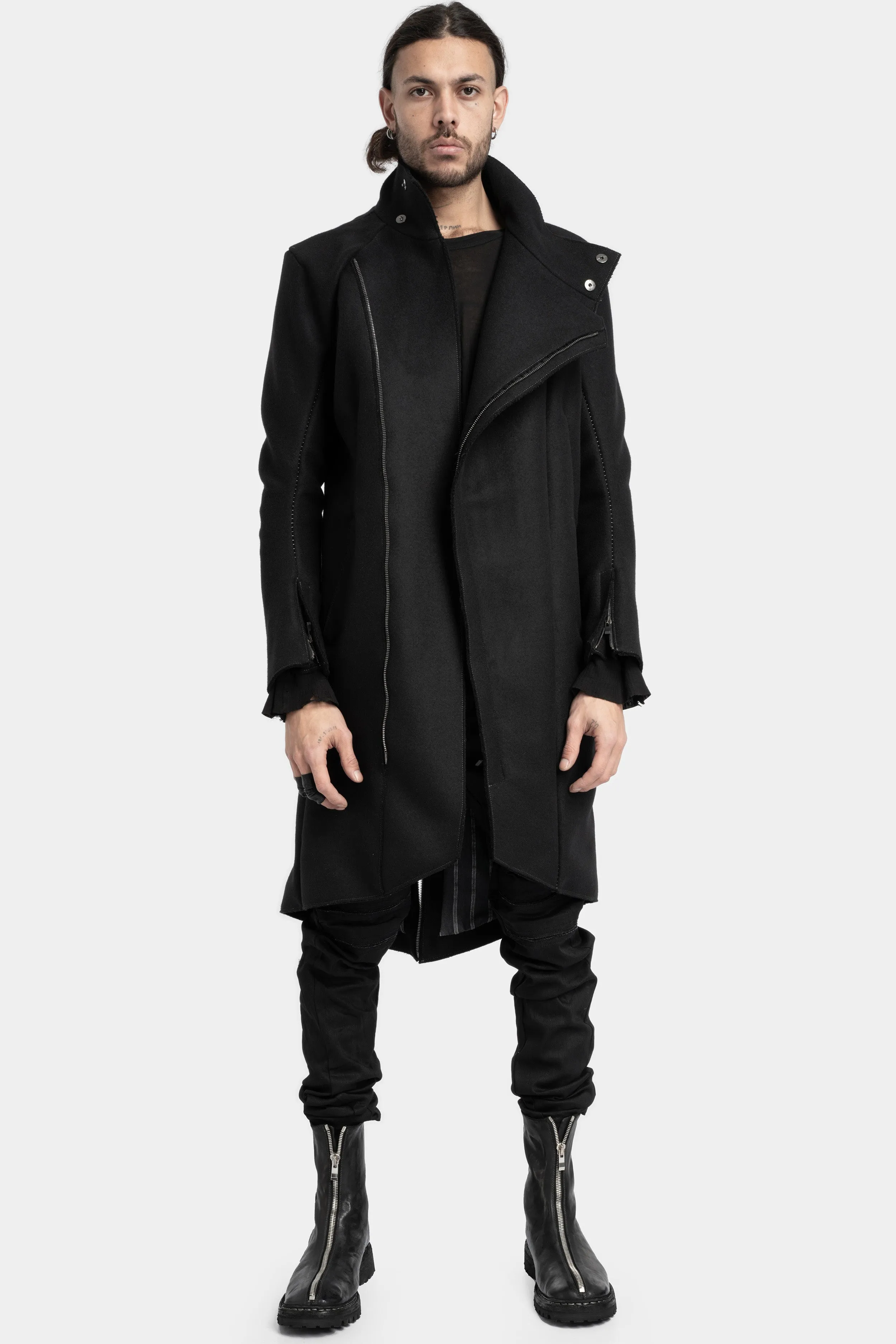 Wool / cashmere moto coat