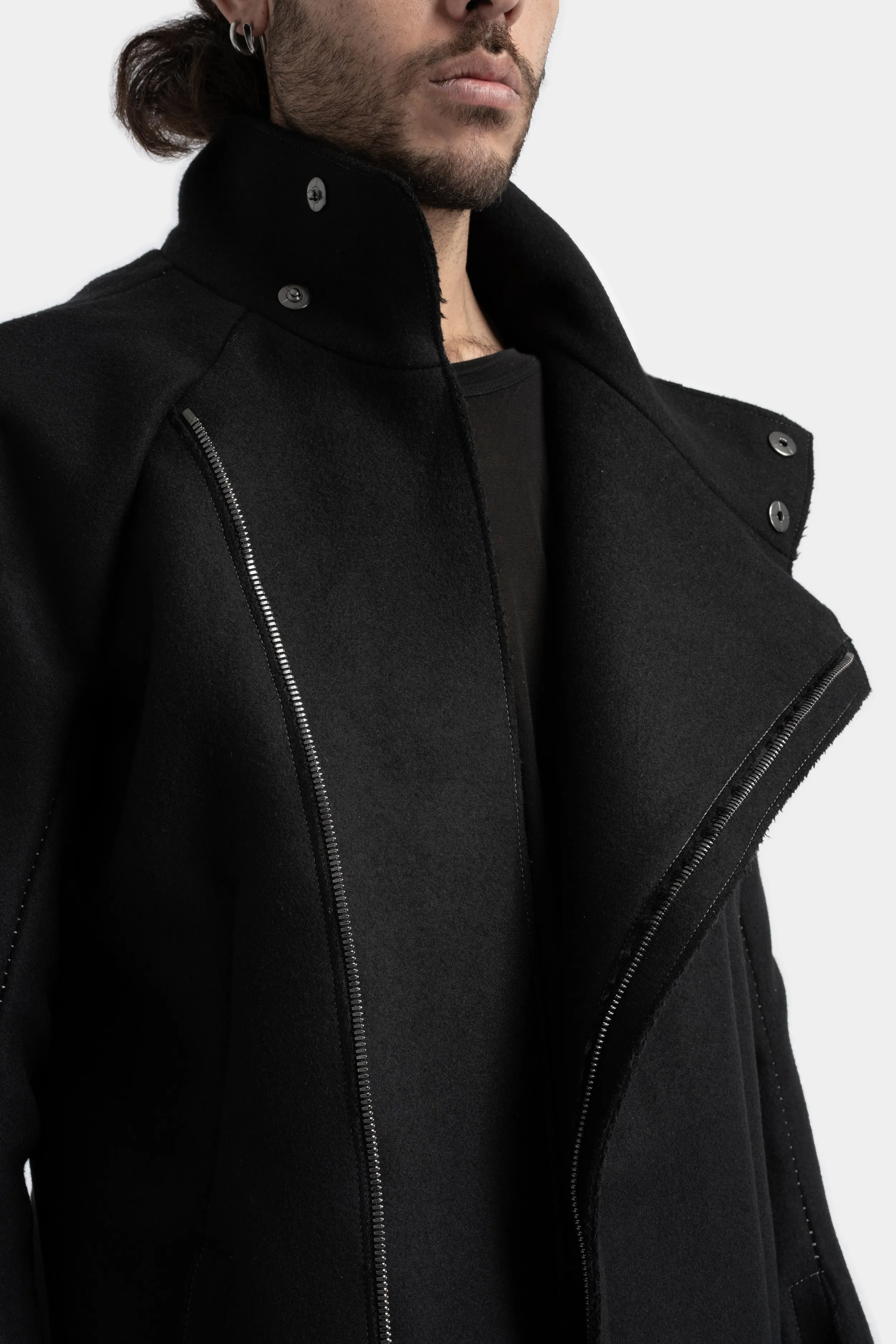 Wool / cashmere moto coat