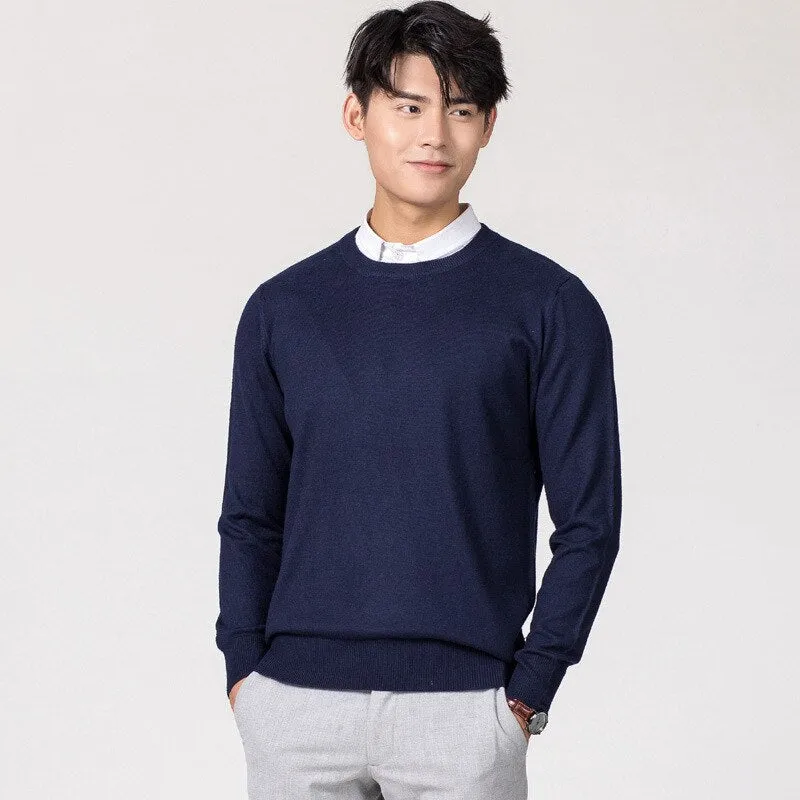 Xituodai Woollen Sweater Men's O Neck Crew Neck Sweater