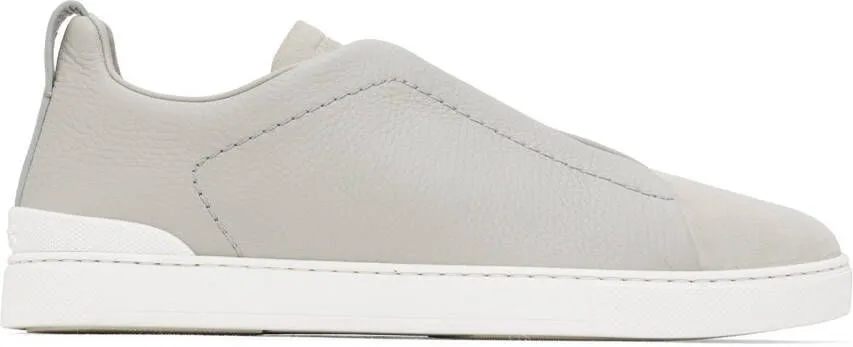 ZEGNA SSENSE Exclusive Gray Leather Triple Stitch Sneakers