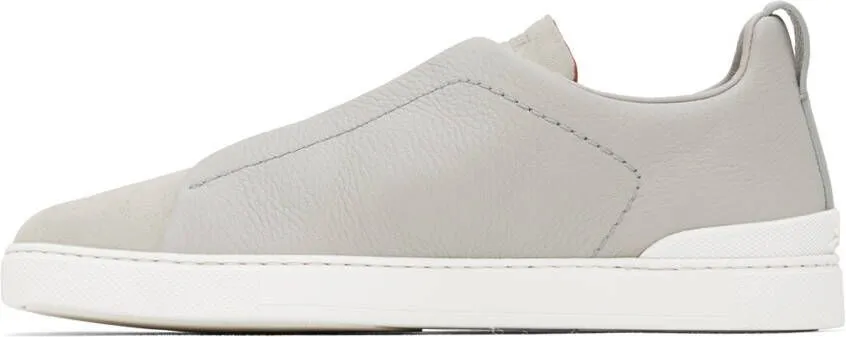 ZEGNA SSENSE Exclusive Gray Leather Triple Stitch Sneakers