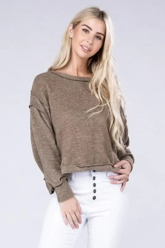 ZENANA Brushed Melange Hacci Oversized Sweater